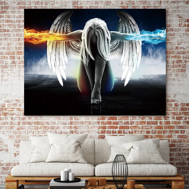 Mājas dekori Sienas Attēlu Audekls Krāsošana Sienas art attēlu drukas Eņģelis un Dēmons dekoru plakātu audekla apgleznošana Sienu māksla bez rāmja