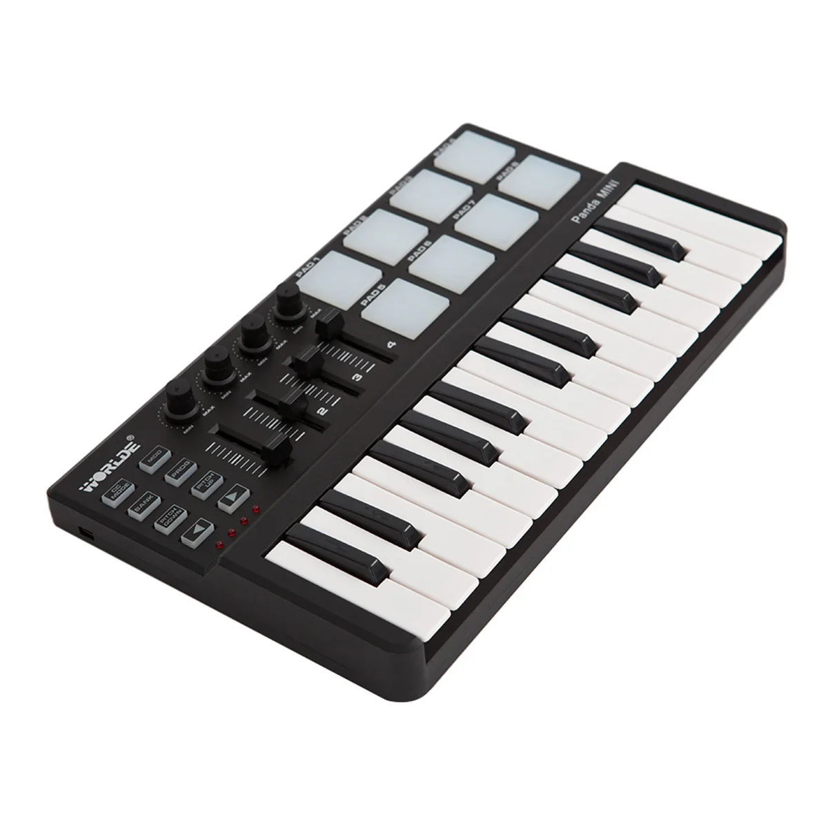 Worlde Panda mini Mini Portatīvo 25-Key), USB Tastatūras un Drum Pad MIDI Kontrolieris Profesionālās Mūzikas Instrumenti, Melna Krāsa