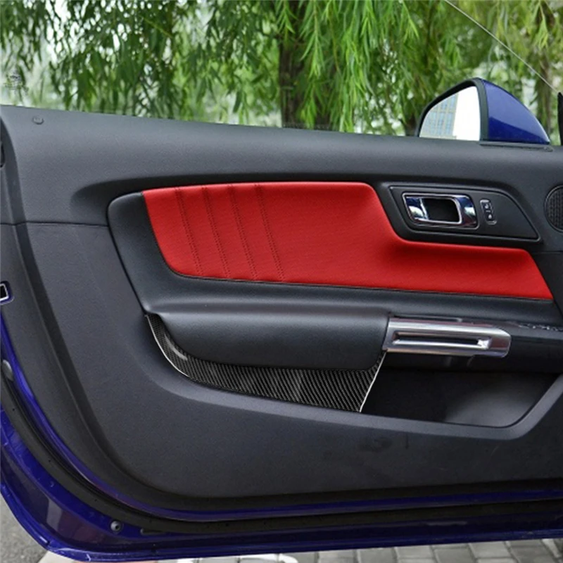 2gab Oglekļa Šķiedras auto Priekšējo Durvju Paneļa Vāka Uzlīme Apdares Auto Stils Ford Mustang-2017