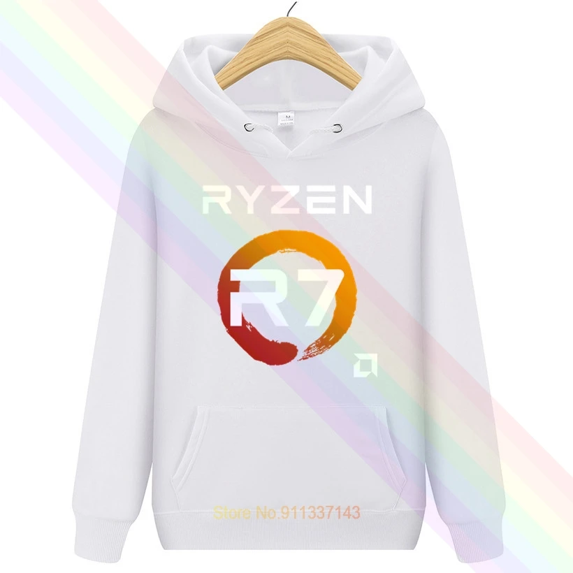 AMD RYZEN R7 Logo Klasisks Melnā Rudens Augstas Kvalitātes Hoodies Top pelēkā vārna Mens Āra Apģērbs Džemperi sporta Krekls