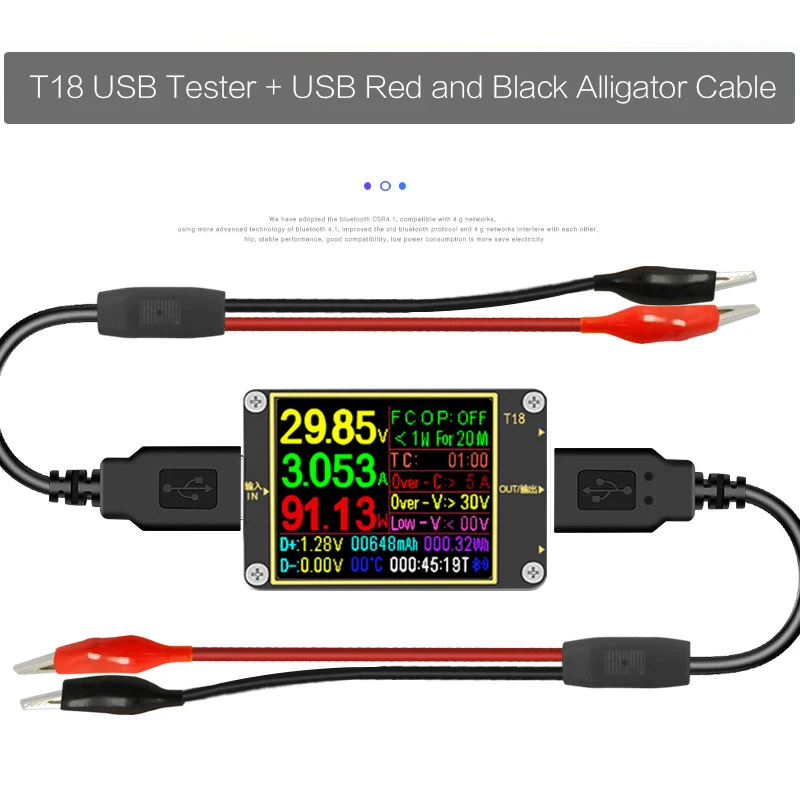USB testeri T18 digitālo līdzstrāvas volt skaitītājs voltmetrs ammeter Strāva ārsts 1.8