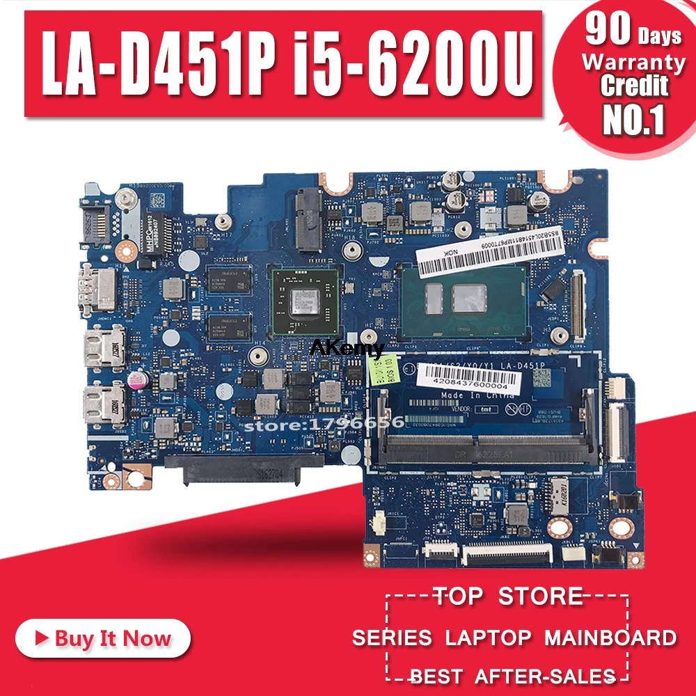 LA-D451P Klēpjdators mātesplatē Lenovo JOGAS 510-14ISK Flex4-1470 sākotnējā mainboard I5-6200U ar video karti