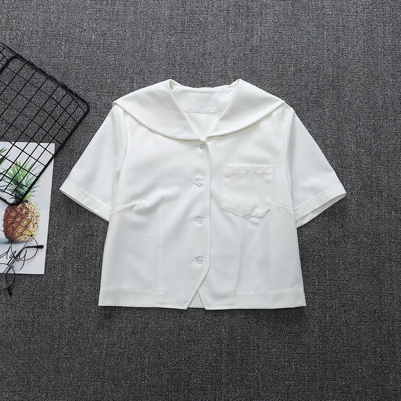 Japāņu Skolas Īsām Piedurknēm Baltā Jūrnieks Uzvalks T-krekls Sapporo Atloks Kanto Kansai Atloks Nagojas Atloks JK Formas tērpu, Basic Topi