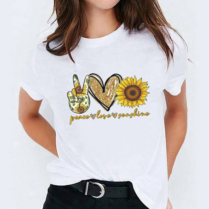 T-krekli, Tops Sievietēm, Ziedu Saulespuķu Patīk Modes 90s Drukāšana, Drukāšanas Lady Sieviešu Grafiskais T Krekls Dāmas Sieviešu Tee T-Krekls