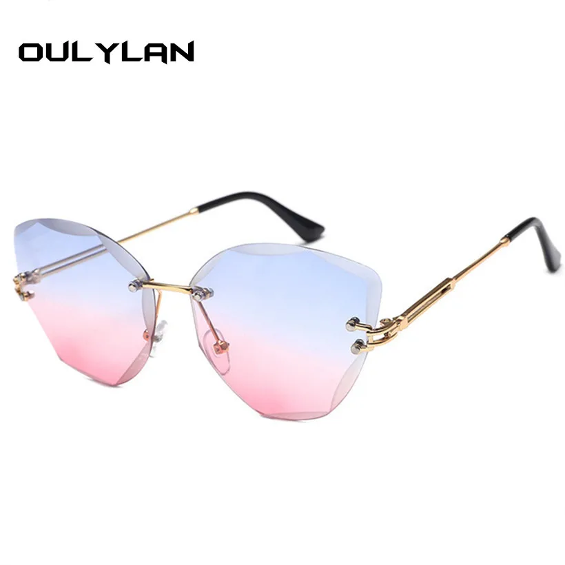 Oulylan Cat Eye Saulesbrilles Sieviešu Luksusa Zīmola Dizainere, bez apmales, Saules Brilles Slīpums Toņos Griešanas Objektīvs Sieviešu Brilles UV400