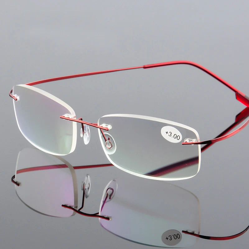 Bez Apmales Lasīšanas Brilles Vīrietis Sievietes Titāna Sakausējuma Laukumā Recepšu Brilles Bezrāmju +1.0 +2.0 +3.0 +4.0 Dioptriju Z0