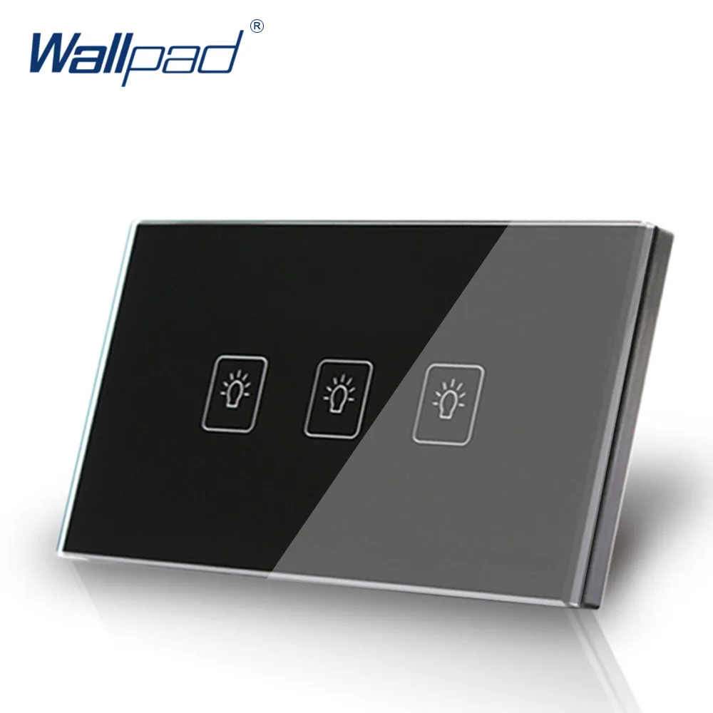 3 Banda 1 Veids Reostats Touch Switch US/AU Standarta Wallpad Touch Screen Gaismas Slēdzi Balta Kristāla, Stikla Panelis