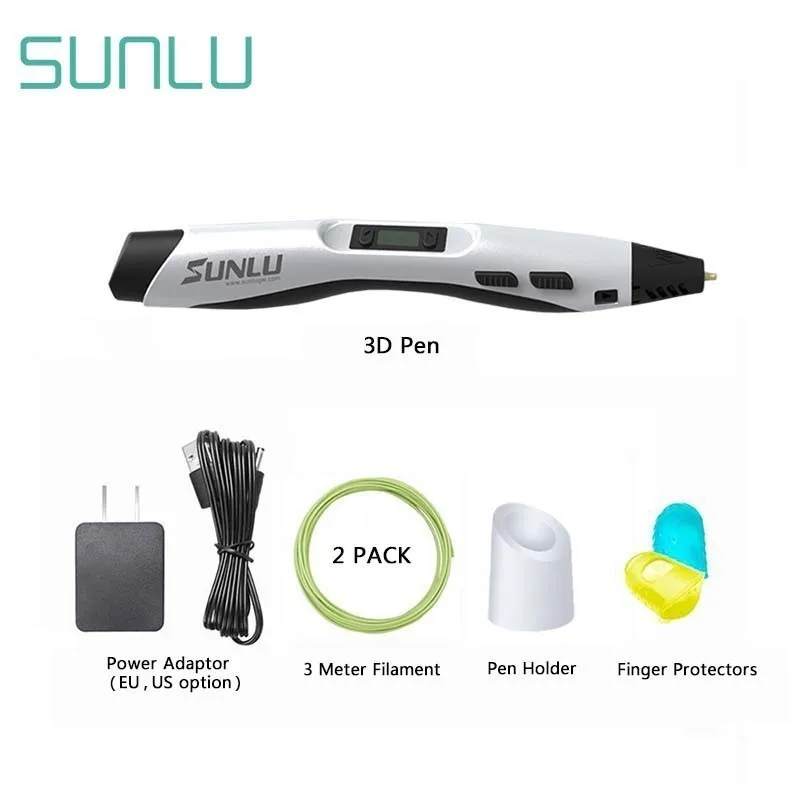 SUNLU 3D Pildspalva SL-300 Regulējams Temperture Bērniem Ķeburs Pildspalva Ar LED Ekrāns, Atbalsta PLA/ABS Pavedienu Baltā Krāsā