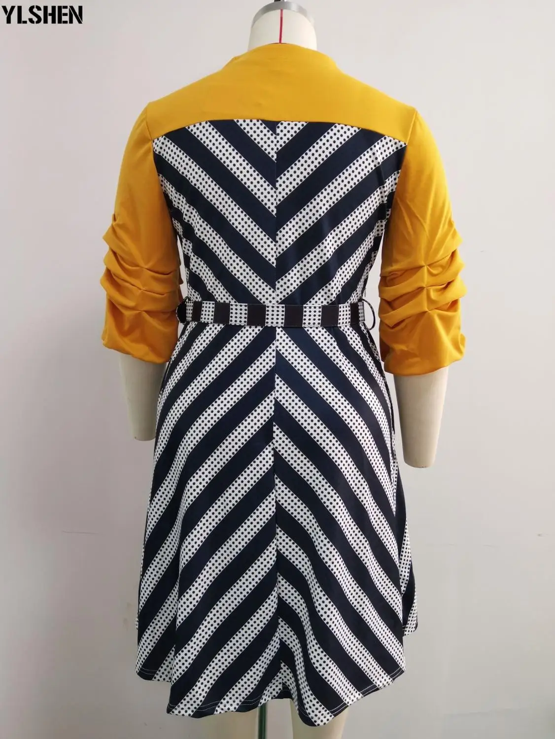 Plus Lieluma Āfrikas Apģērbu Āfrikas Kleitas Sievietēm Dashiki Svītru Drukāt Jostas, Biroja Dāma Puff Piedurknēm Kleita Āfrikas Drēbes 6XL