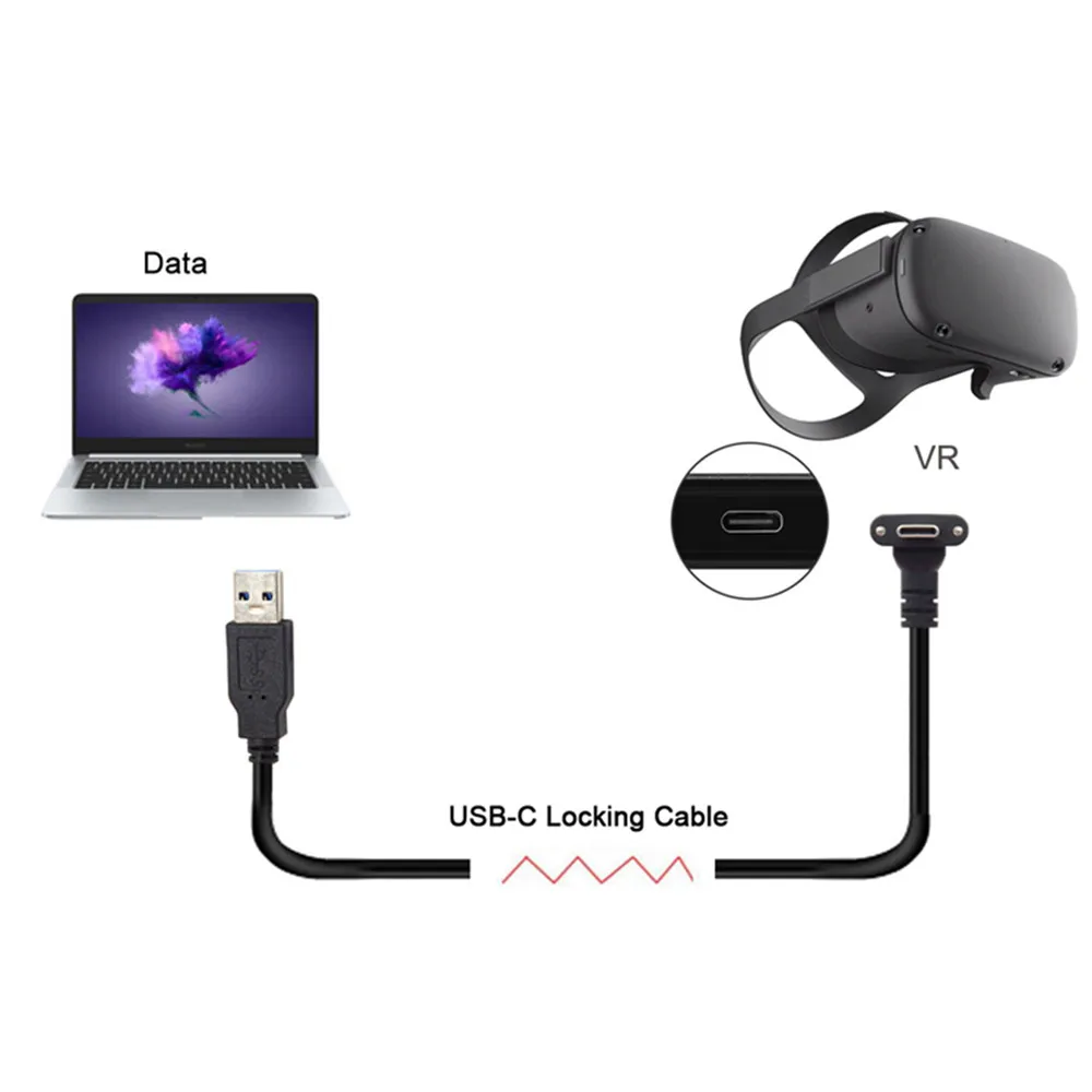 1/3/5/8M 3.1 USB C Tipa Kabeli Datu Pārsūtīšanas Ātrās Uzlādes Kabelis priekš Oculus Quest Saiti VR Atbalsts Tvaika VR Meklējumos