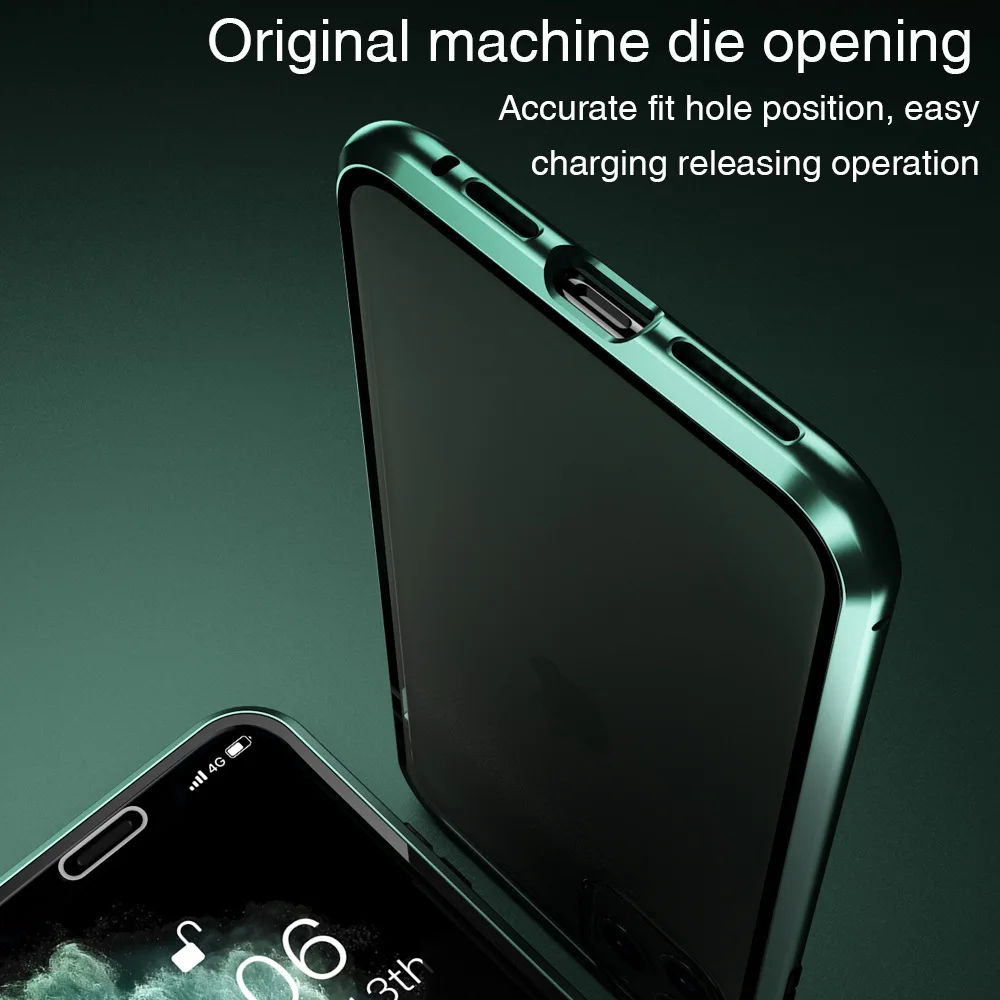 Magnētiskā Adsorbcijas Metāla Tālrunis Lietā Par iPhone 11 Pro X XS Max 6 7 8 Plus SE2 Double Sided Rūdīts Stikls Pilna seguma