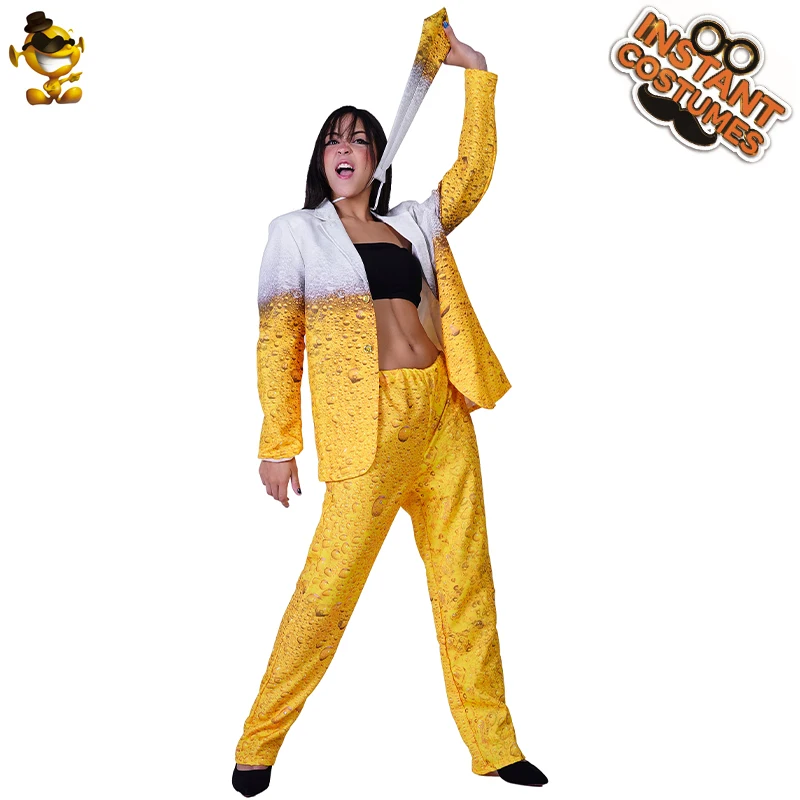 QLQ Sieviešu Oktoberfest Kostīms Iedomātā Kleita Dzeltena Alus Drēbes Lomu Spēlē Karnevāls Cosplay Halloween Kostīms Sievietēm