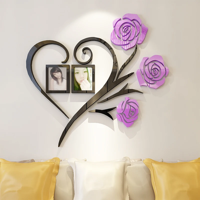 Romantisks Rožu Rāmja Uzlīme Dīvāns Fona 3D Ziedu Sienas Uzlīmes, Gaitenis Sienas Decal Dzīves Telpu Dekorēšana Tapetes Mīļāko