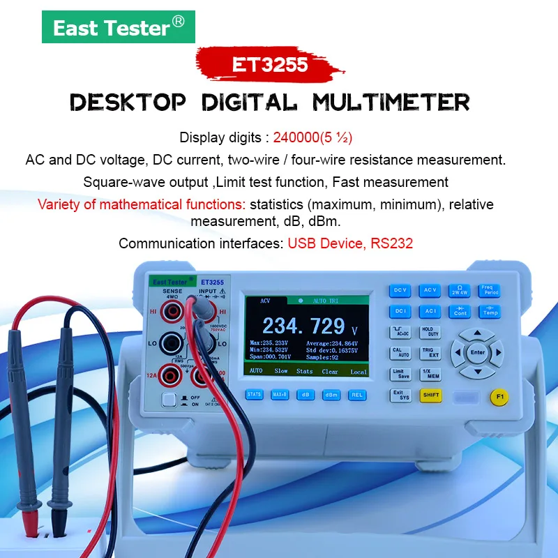 ET3255 Ciparu 5 1/2 Augstas Precizitātes Digitālo Darbvirsmas Multimetrs Pretestība Kapacitāte Frekvenču DCV ACV ASI ACI Testerac