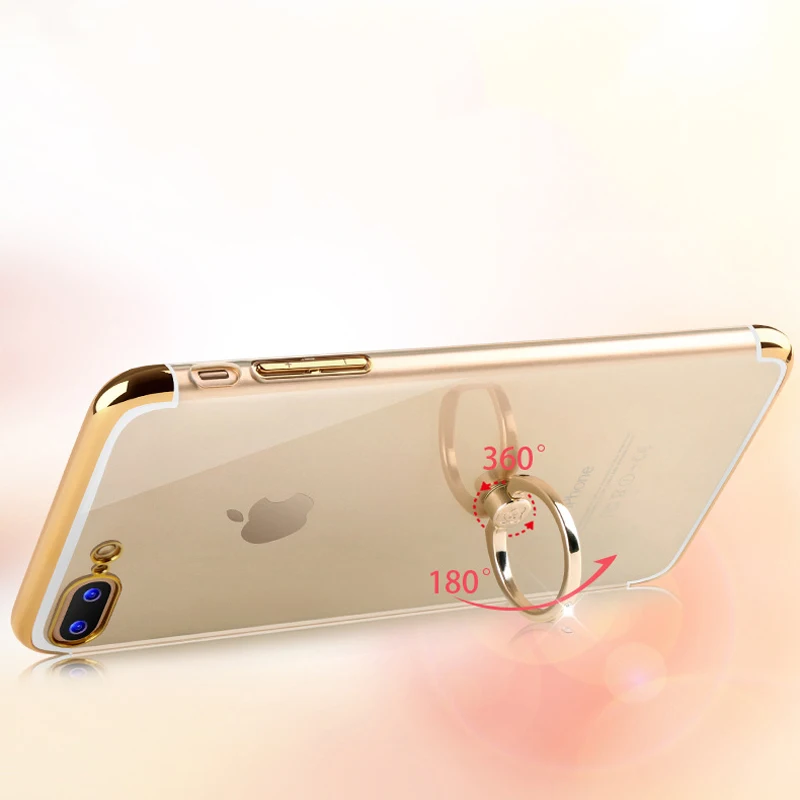 Xundd Luksusa Gredzenu Turētājs lietā par iPhone 8 8 plus Pārredzamu Grūti PC seguma iPhone 7plus 6 6s plus gadījumā coque