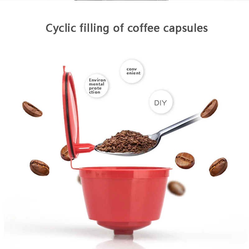 3pcs/iepak Uzpildāmas Atkārtoti Dolce Gusto Kafijas Kapsulas ar Karoti Suku Saderīgu Kafijas Filtri Coffeeware Sākotnējā Mašīna