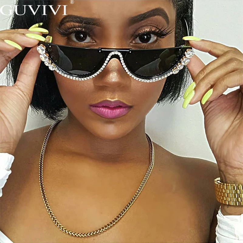 Dimanta Cat Eye Saulesbrilles Sievietēm, Daļēji Bez Apmales Saules Brilles Luksusa Zīmolu Dizainera Kristāla Sexy Rāmis Rhinestone Briļļu Oculos