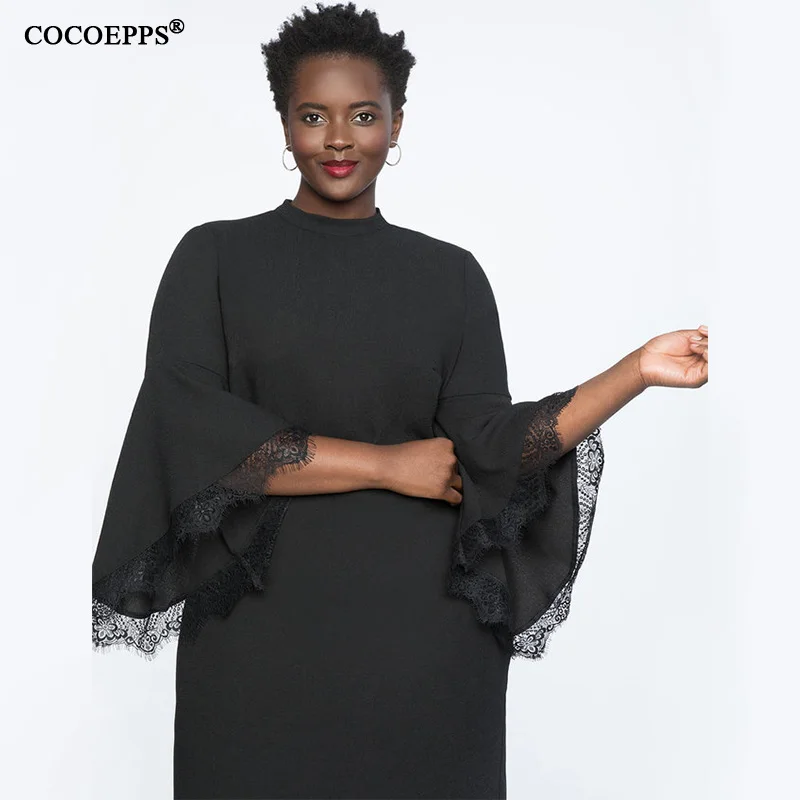 COCOEPPS 5XL Plus Lieluma Sieviešu Apģērbu Rudens Ziemas Kleitu Mežģīnes Lielu Izmēru Kleitas Bodycon Elegants, Liela Izmēra Cietās Sarkana Kleita