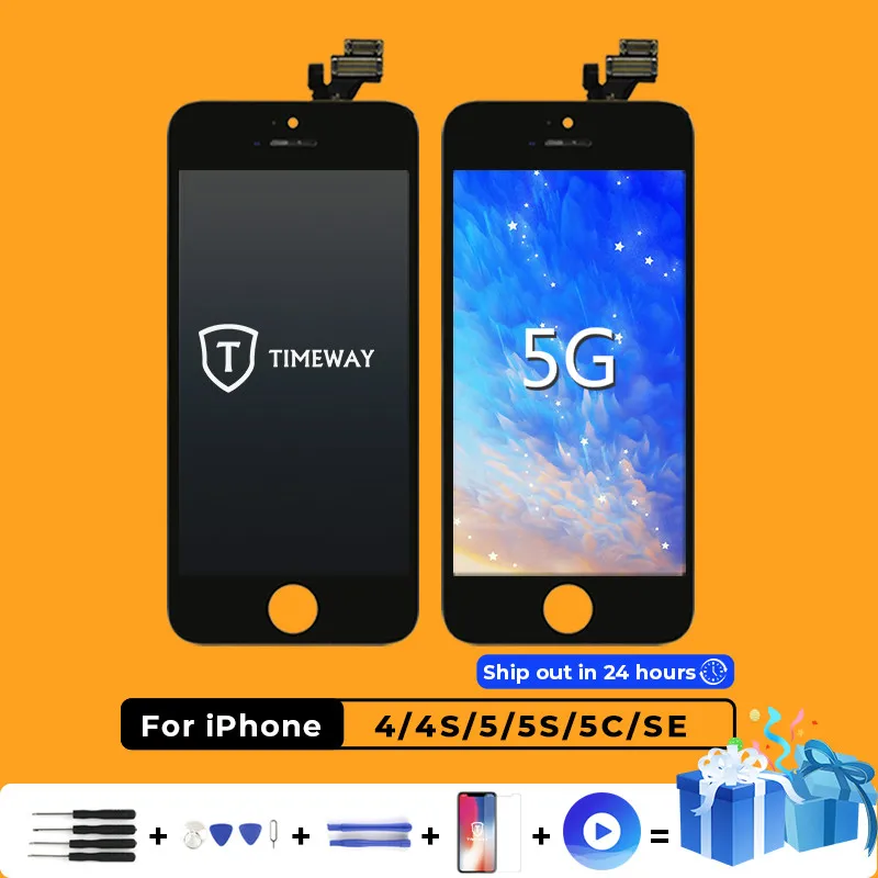 TIMEWAY PR7 AAA+ iPhone 5G 5S 5C SE Touch Screen Nav Mirušo Pikseļu iPhone 5G 5SE 5C LCD Montāža Digitizer Nomaiņa