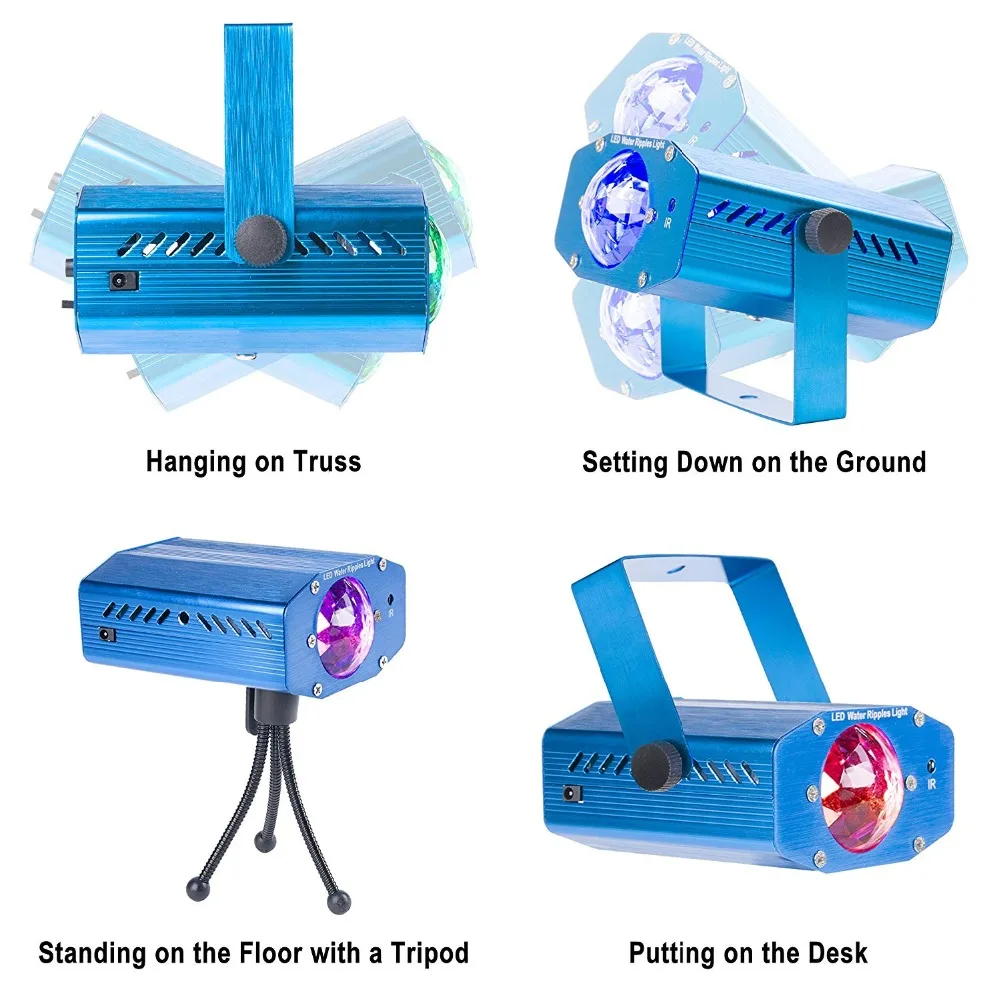 7 Krāsu Viļņu Ūdens Modelis Lampa Disko Skatuves Apgaismojums, Skaņas Aktivizācija 10W LED DJ Lampa Automātiska Lāzera Projektors ar Kontrolieri
