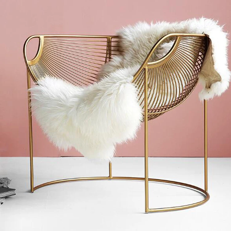 Zelta luksusa dzelzs atpūtas krēsls vienu dīvāns krēsls krēslā maza dzīvojamā istaba guļamistaba krēslu slinks dīvāna