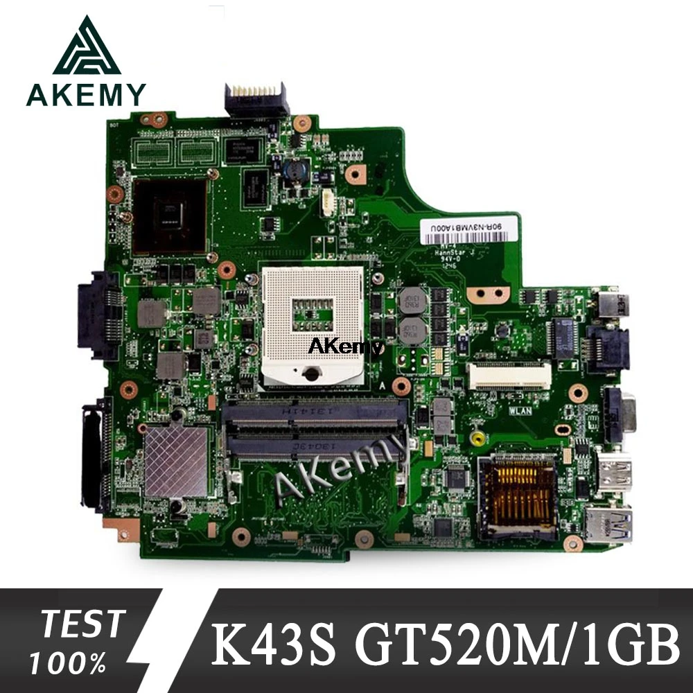 Akemy K43SJ portatīvo datoru Mātesplati Par Asus X43S A43S K43S A83S A84S K43SV Mainboard OK 1GB GT520M