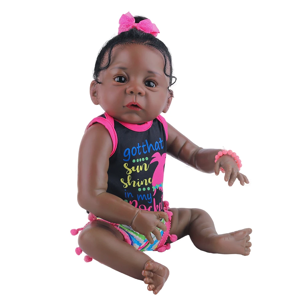HOOMAI 50 CM Atdzimis Bērnu Lelles Pilna Ķermeņa Silikona Melns Dzīvs Cute Meitene, Rotaļlietas, Bērnu Lelles Autum Jauns Bērnu Dienu, kas pavadīta