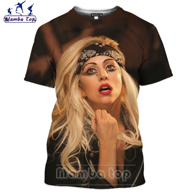 Lady Gaga T Krekls 3D Print Star Vīriešu T-krekli Hip Hop mūzikas Vīriešu T, Seksīgā Dziedātāja O Kakla Sieviešu t-veida Topi Harajuku Streetwear 1