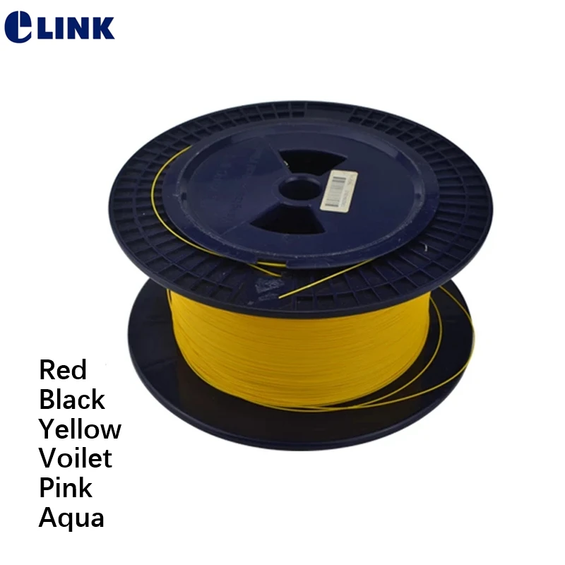 1000mtr 0.9 mm tighted optisko šķiedru kabeļu G652D Singlemode krāsas vads sarkans melns dzeltens voilet Rozā Aqua vadu 1km/roll ELINK