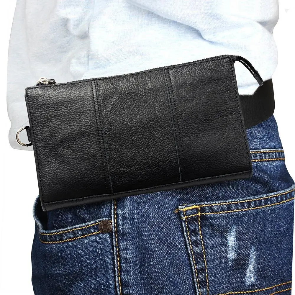 Daudzfunkciju klipsis Maisiņš Īstas Ādas Gadījumā iphone XR XS Max tālrunis soma rāvējslēdzēja maksts somā samsung s10 s9 plus