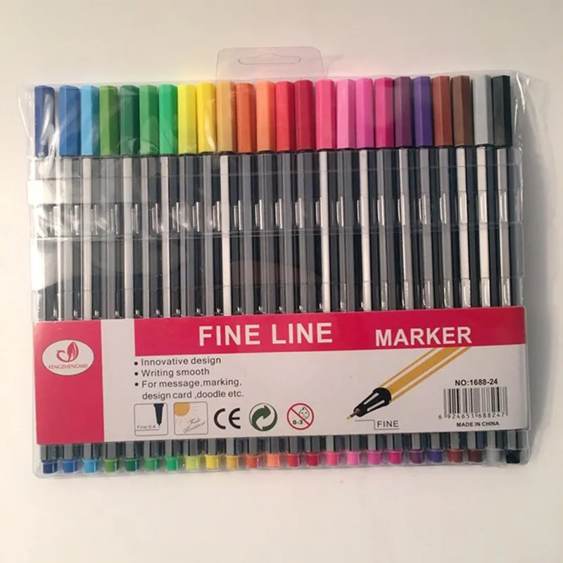 Vējš 24 Krāsas 0,4 mm, Pildspalvas Fineliner Superfine Marķieri, Pildspalvas Māksla Zīmēšanas Bērniem Grafiti Āķis Šķiedras Rakstāmpiederumi Skolas Piederumi