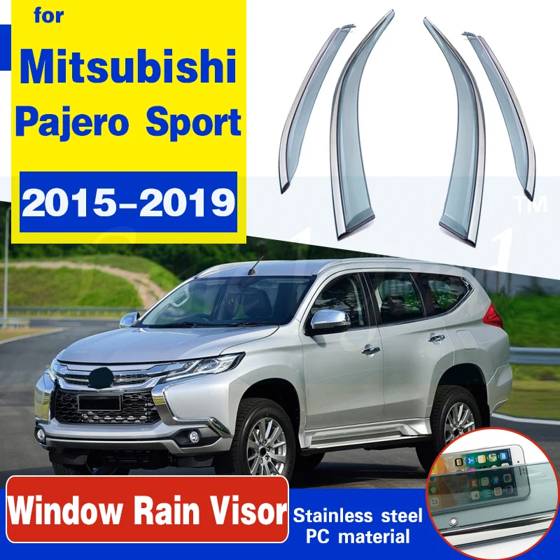 Logu Aizsargs Mitsubishi Pajero Montero Sport 2016 2017 2018 2019 Injekcijas Sānu Logu Deflektoru Saule, Lietus Aizsargs