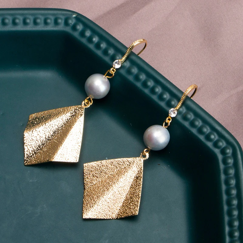 Sinya Pelēkā pērles stīpas auskari ar augstu spīduma modes dizaina rotaslietas sievietēm labākā dāvana Jaunajā gadā
