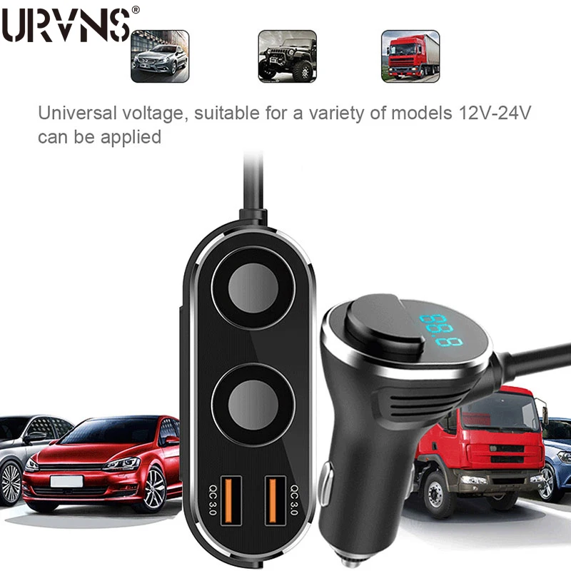 URVNS 132W Dual QC3.0 Auto lādētājs iPhone, Samsung Xiaomi Tālruņa,Automašīnas piepīpētāja Ligzdai Braukšanas Recorder/Kamera/GPS