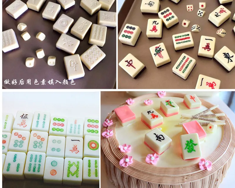 Ķīniešu mahjong saldējuma gatavošanas rīki Ziemassvētku kāzu pelējums uz silikona sveķu formas karamele šokolādes konfektes kūka apdare 9458