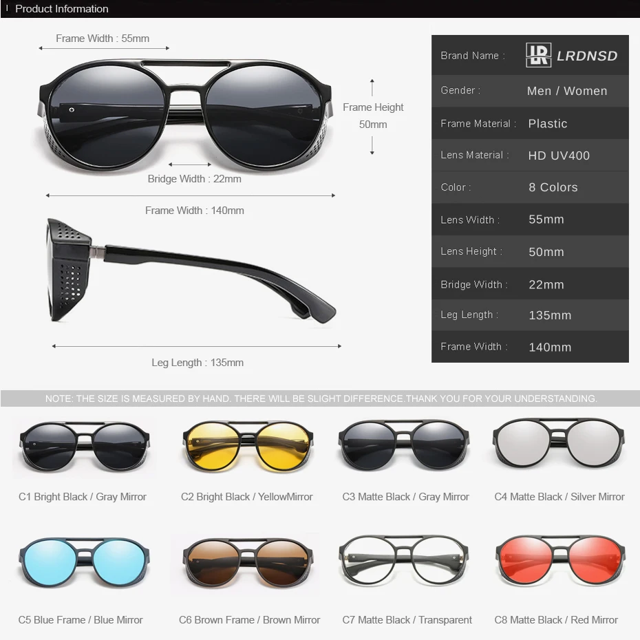 2019 Saulesbrilles Vīriešiem Steampunk Retro Hipiju Apaļas Brilles, Saulesbrilles Oculos Redondo Vintage Trending Produktu Toņos