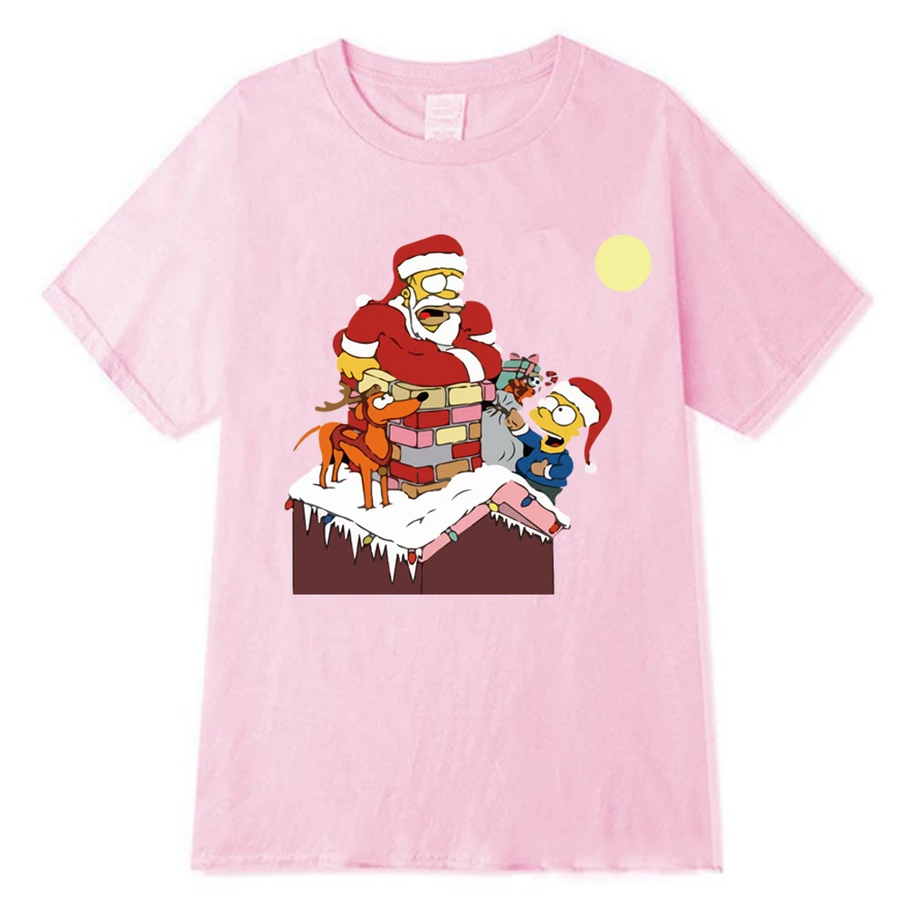 Simpsoni Ziemassvētku Dāvanas Vasaras T-krekls Uzdrukāts Īsām Piedurknēm, lai Cilvēks Smieklīgi Santa Claus T-krekls Homme