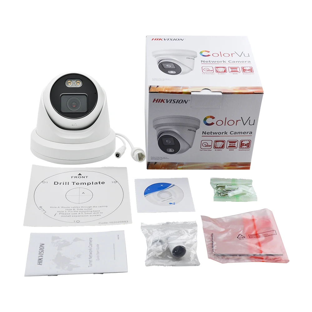 Hikvision ColorVu Sākotnējais IP Kameras DS-2CD2347G1-LU 4MP Tīkla Dome POE IP Kameras H. 265 CCTV Kameras SD Karte, Iebūvēts Mikrofons