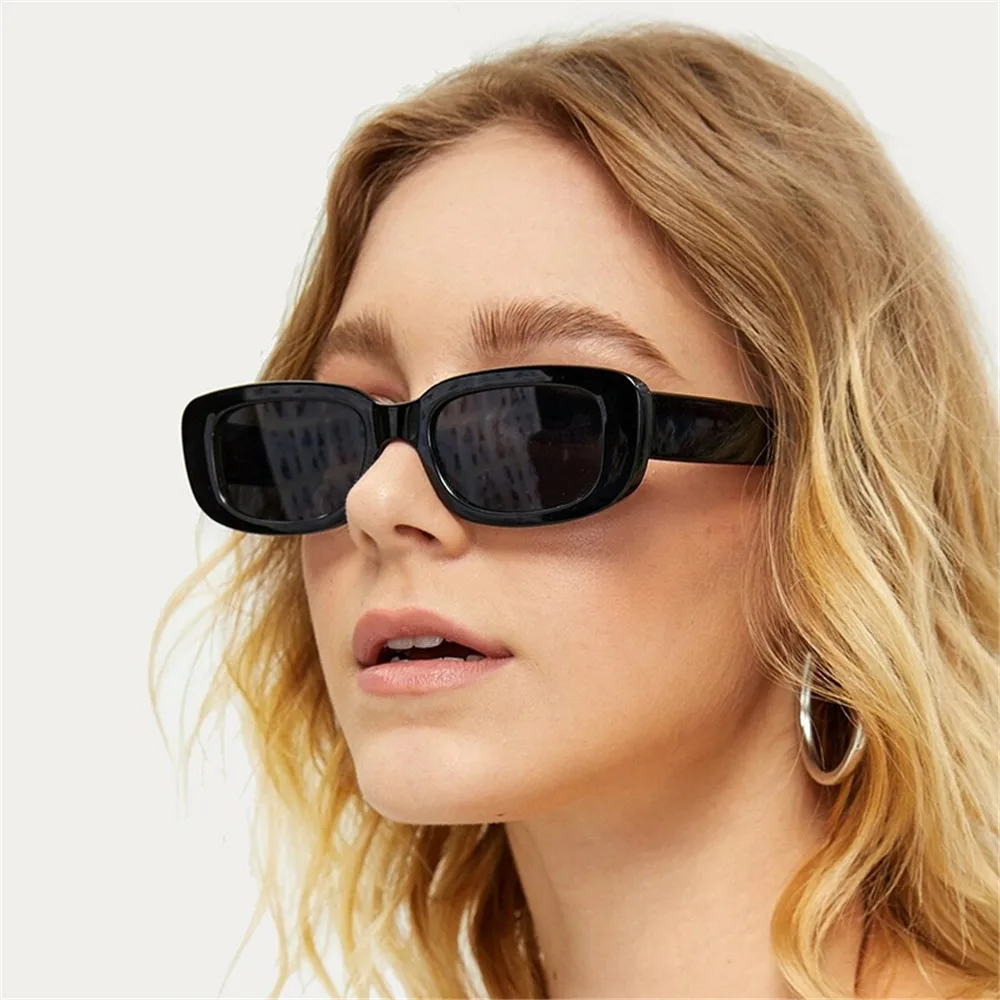 Taisnstūra Saulesbrilles par Sievietēm, Retro Modes Saulesbrilles 90s Vintage Šauru Kvadrātveida Rāmis Brilles UV400 Aizsardzība Oculos de sol
