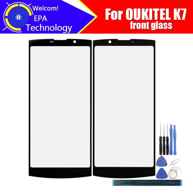 OUKITEL K7 Priekšējā Stikla Ekrānā Objektīvs Oriģināls Priekšā Touch Screen Stikla Ārējais Objektīvs K7 Smart Tālrunis + Tools + Līmi