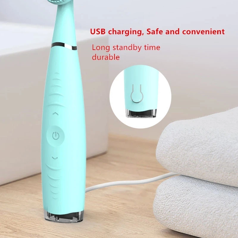 Sejas Tīrīšanas, USB Uzlādējams Suku Ūdensizturīgs Silikona Poru Tīrītājs Mazgāšanas Birste Ādas Masieris, Sejas Tīrīšanas Suka