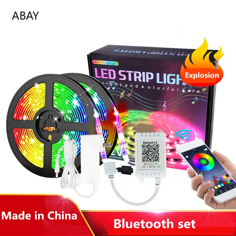 LED Lentes RGB 12V 5050SMD gaismas DIODE Ūdensizturīgs elastīgu lenti Bluetooth mūzikas Kontrolieris luces led gaismas ziemassvētku rotājumi
