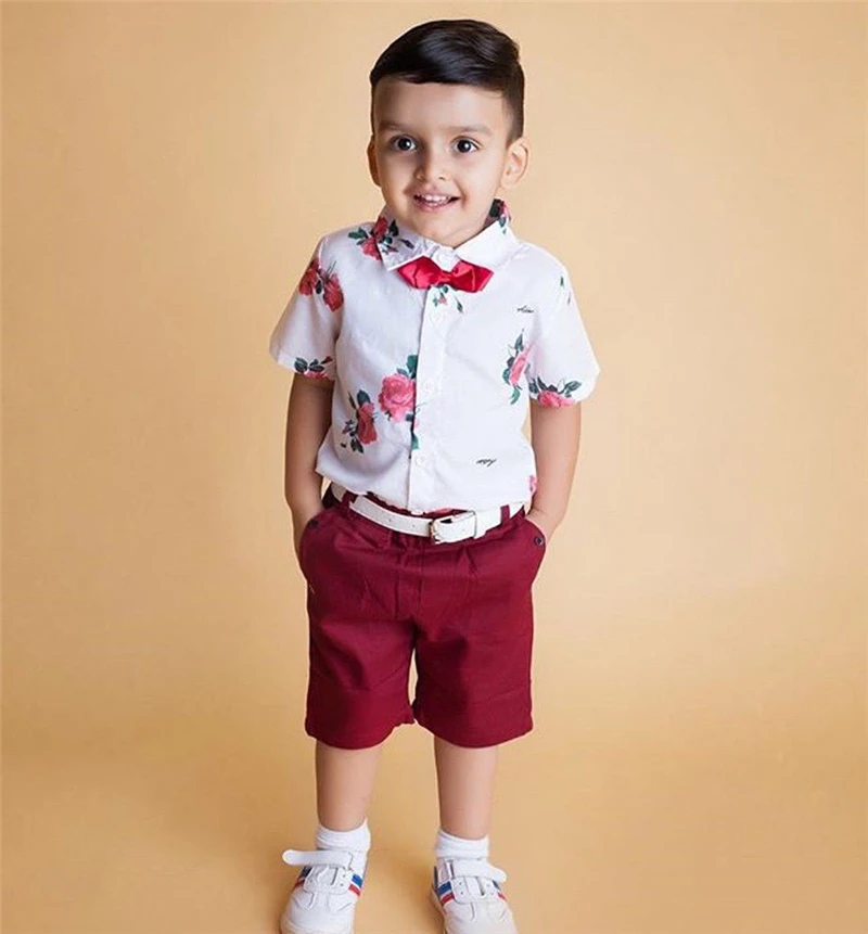 Emmababy Bērnu Zēniem Bērniem Džentlmenis Apģērbs, Tērps, Tops, Krekls + Šorti Bikses Kopa Apģērbu 1-7T
