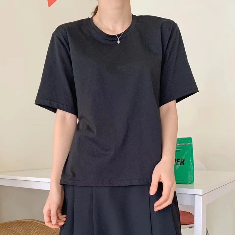 GALCAUR korejas Dobi Ārā T-krekls, Sieviete, O Apkakli, Īsām Piedurknēm Aukliņu Tunika Ruched Lielajam Brīvs Krekls Sieviešu Modes Jaunu 2020