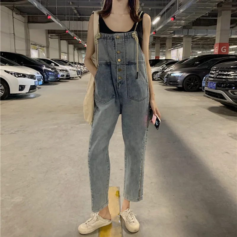 Sieviešu Dungarees Modes Šiks Džinsa Jumpsuit Vasaras Sashed Harēma Playsuit Hong Kong Vintage Jeans (Dungriņi) Bez Piedurknēm Bodysuit
