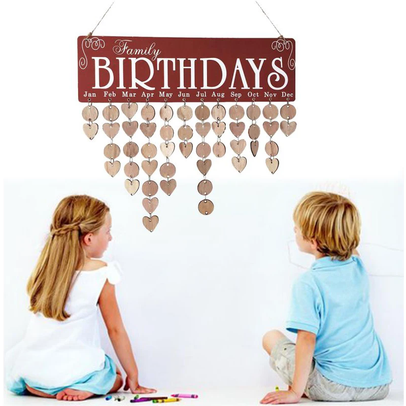 Koka Dzimšanas dienu Atgādinājums Valdes Kārtu plāksne Zīme Ģimenes DIY Kalendāra Dekori