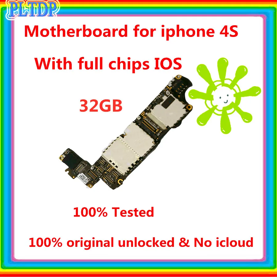 Oriģināls mainboard iPhone 4s Mātesplati ar šķeldu atbloķēt iphone 4 S loģika valdes bezmaksas icloud darbojas ar IOS systemTest