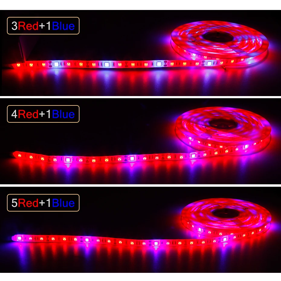LED Augt Gaismas Pilna Spektra LED Lentes 12V 5050 sarkanā, zilā 60leds/m Fito Lampas Puķu sēklu Hidroponiskas Augu audzēšana lampas