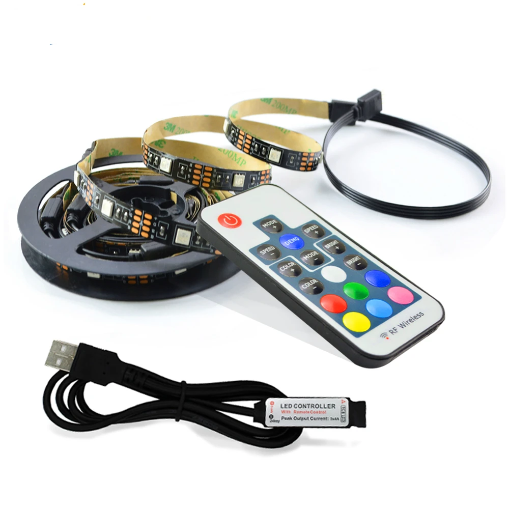 DC 5V Elastīgs LED RGB gaismas Lentes 0,5 M 2M USB Burvju Gaismas sloksnes, Lentes HDTV Ekrāna Fona Zibspuldzes lampas RF Kontrolieris SMD5050