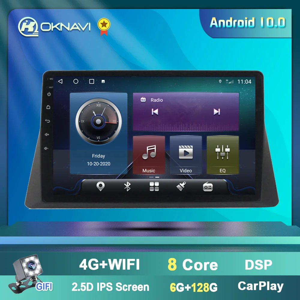 OKNAVI 4G+64G Android 9.0 Auto Multivides Video Atskaņotājs Honda Accord 2008. - 2013. gadam 8 Navigācija GPS Stereo 2 din Radio 10